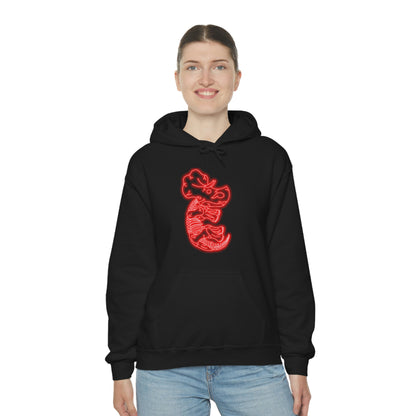 NEON Triceratops Skeleton Hoodie - Red