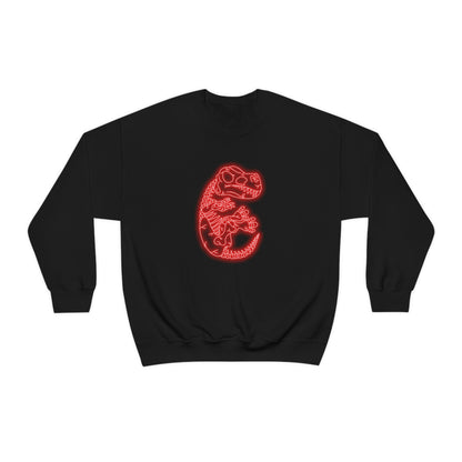 NEON T-Rex Skeleton Sweatshirt - Red