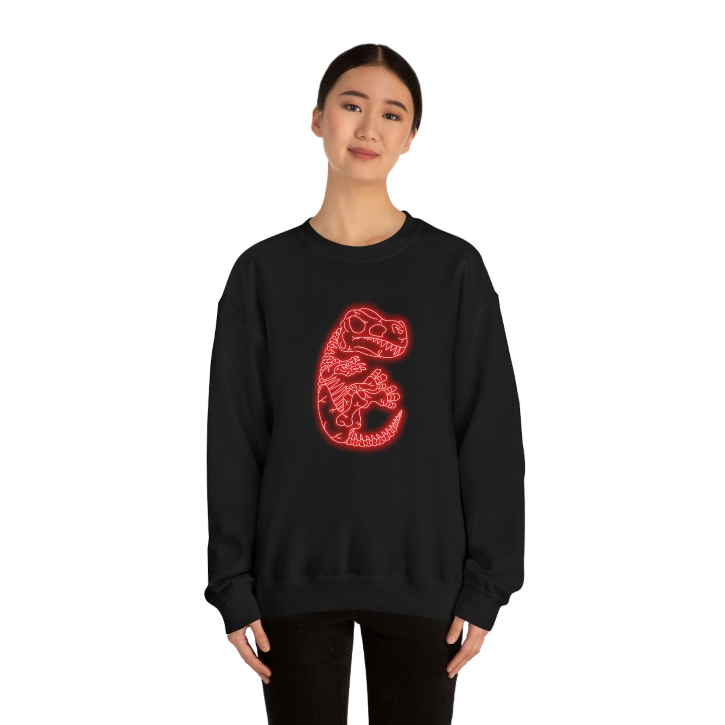 NEON T-Rex Skeleton Sweatshirt - Red