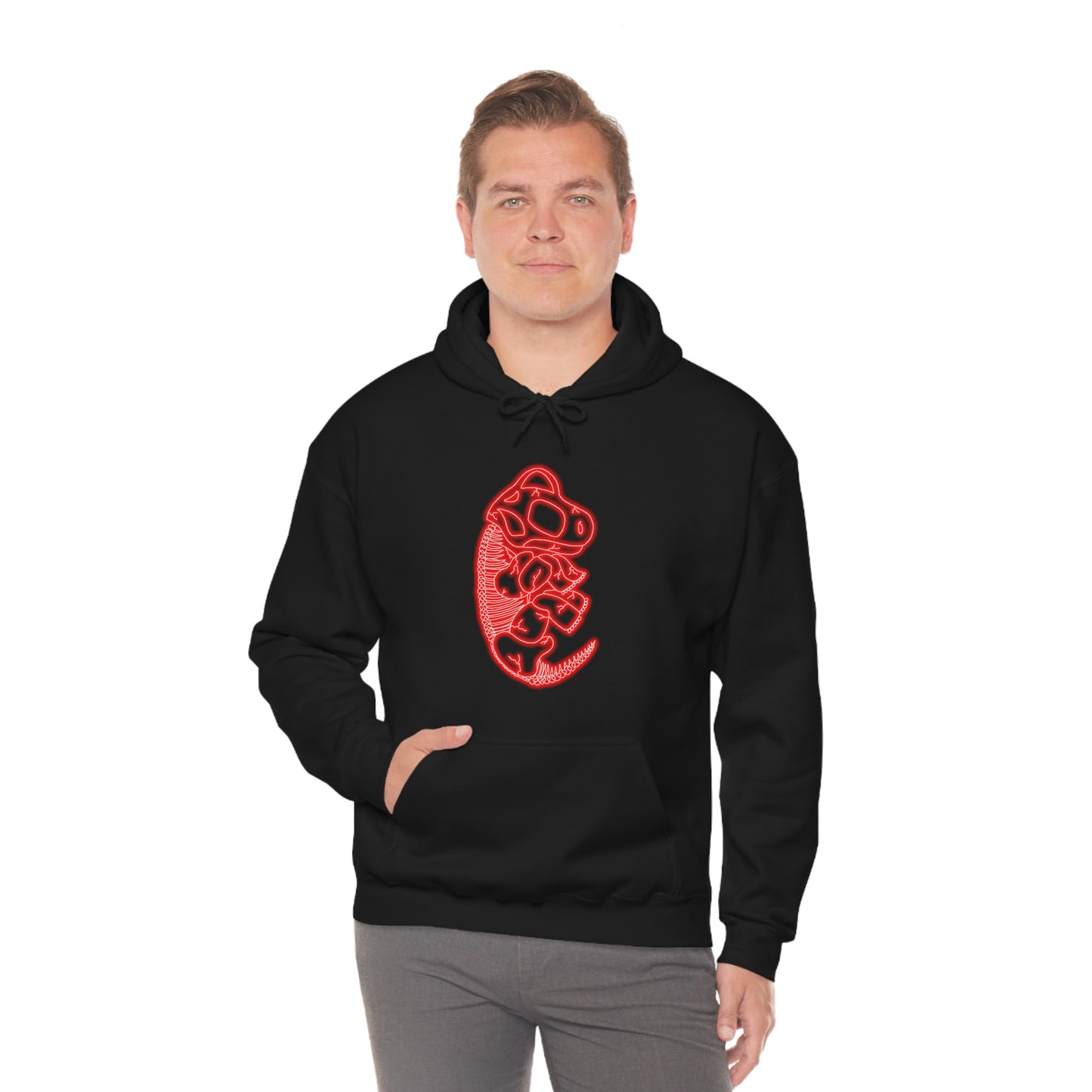 NEON Brachiosaurus Skeleton Hoodie - Red