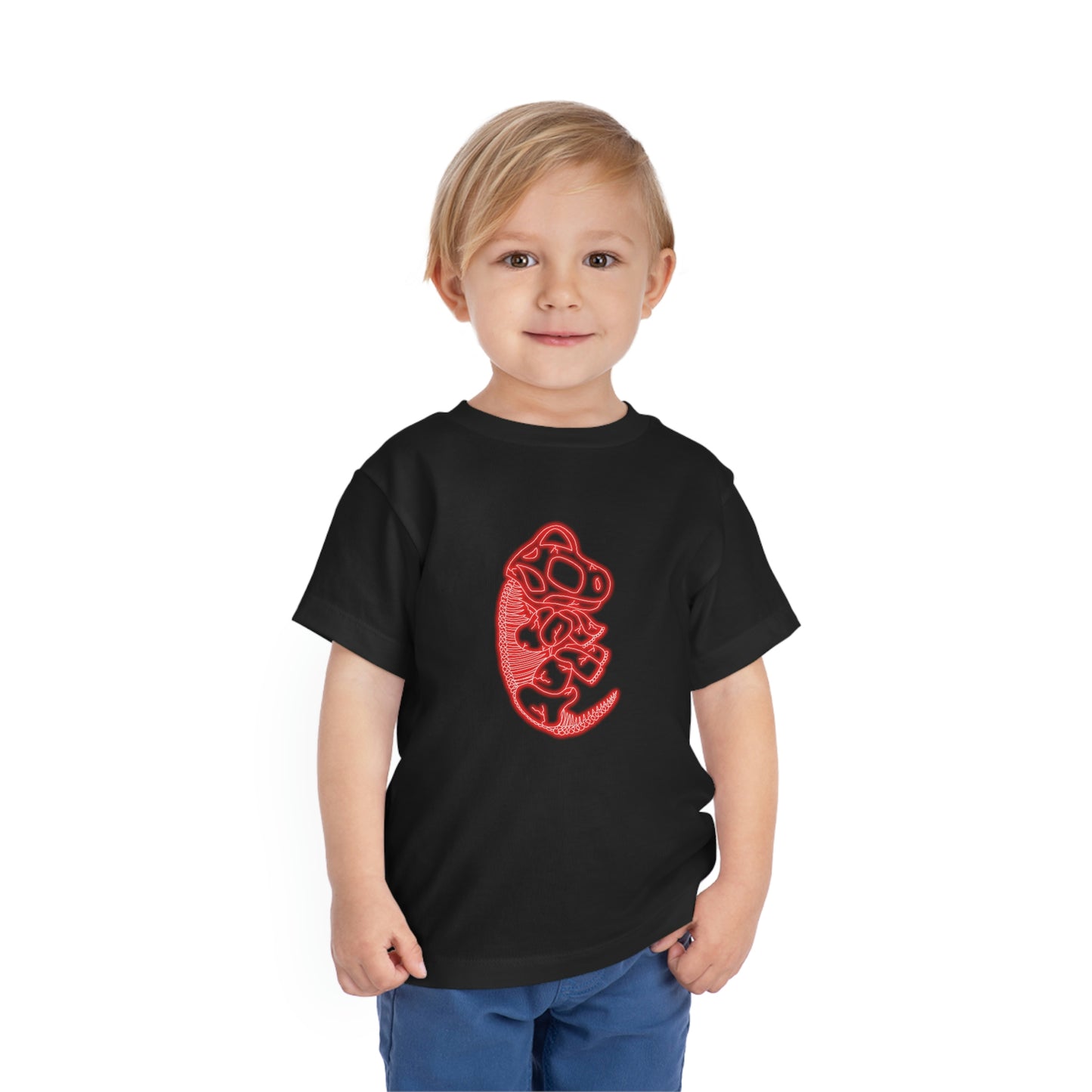 Toddler NEON Brachiosaurus Skeleton Tee - Red