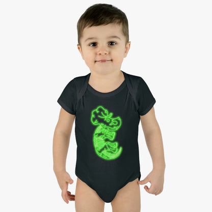 Infant NEON Triceratops Skeleton Body Suit - Green