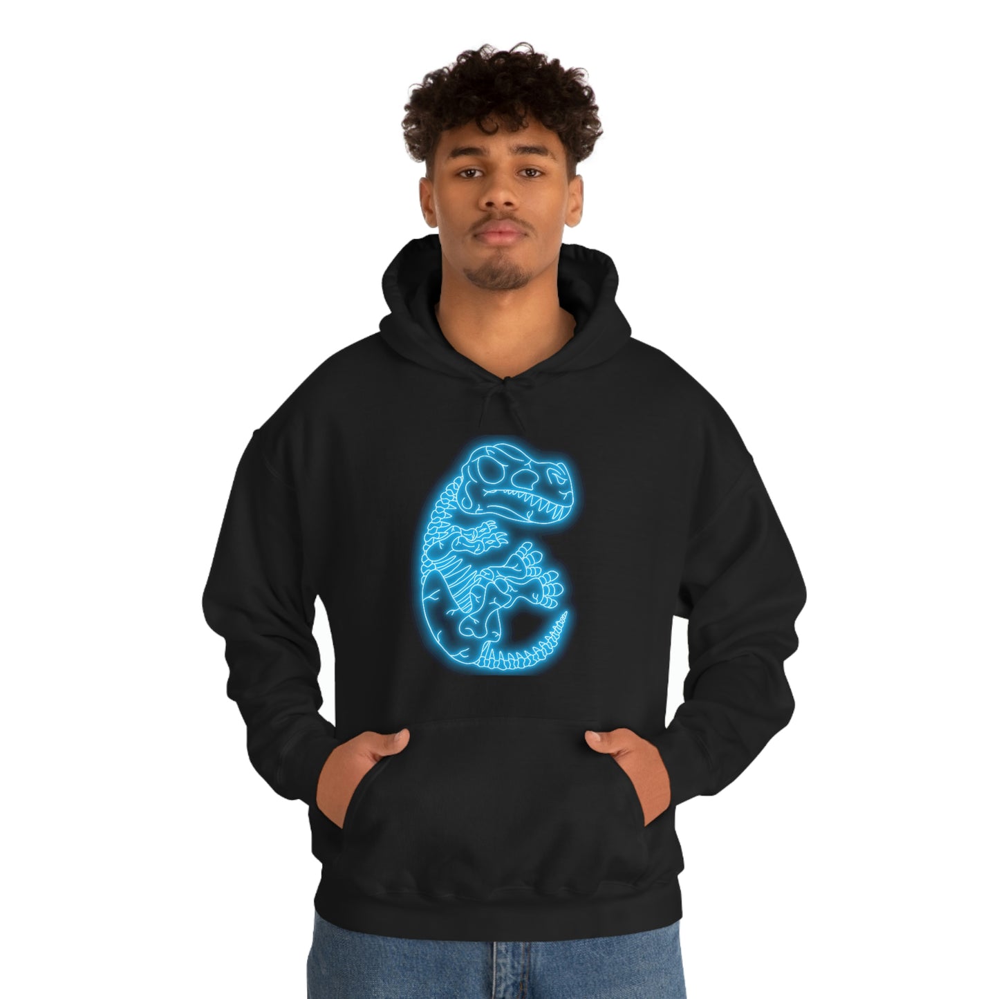 NEON T-Rex Skeleton Hoodie - Blue