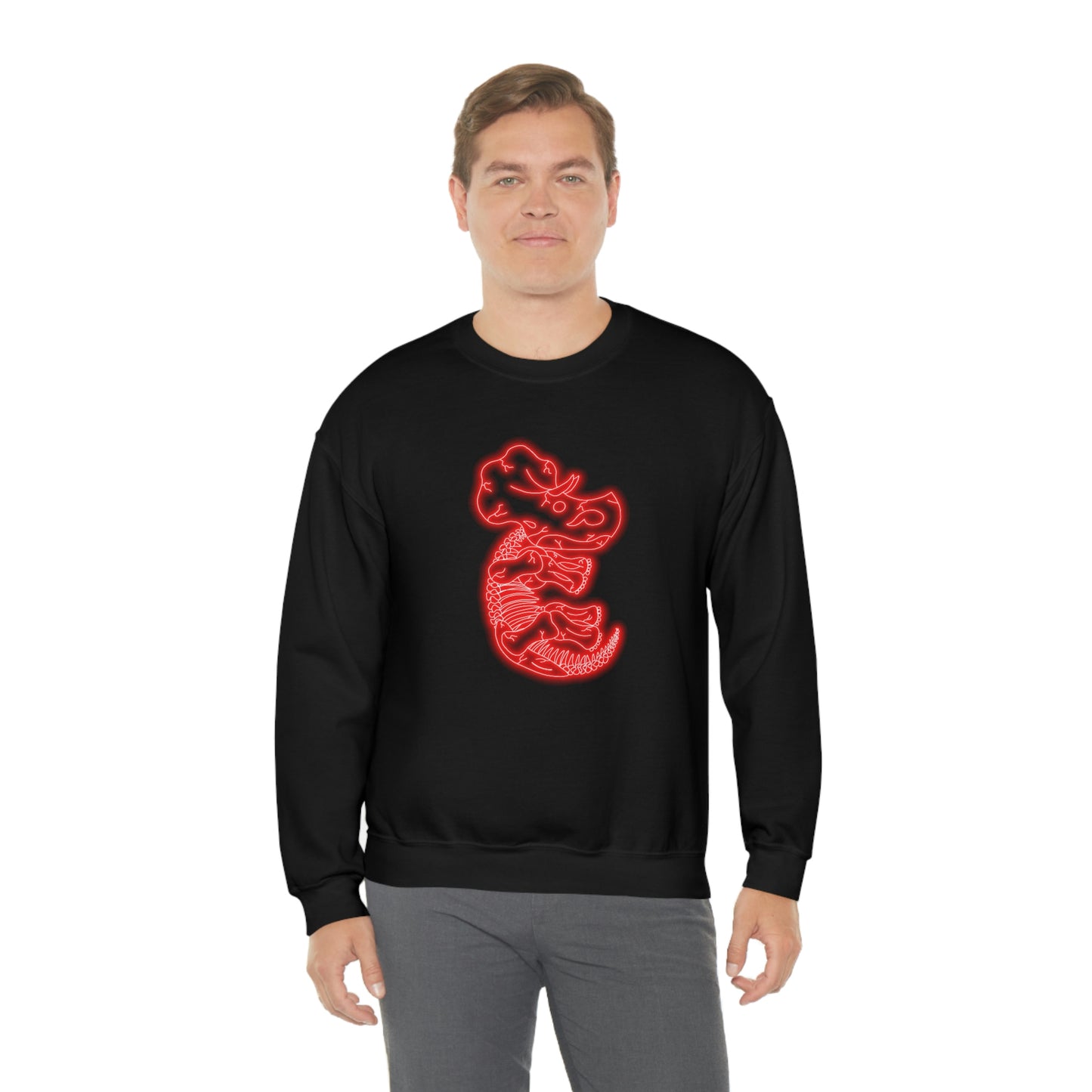 NEON Triceratops Skeleton Sweatshirt - Red