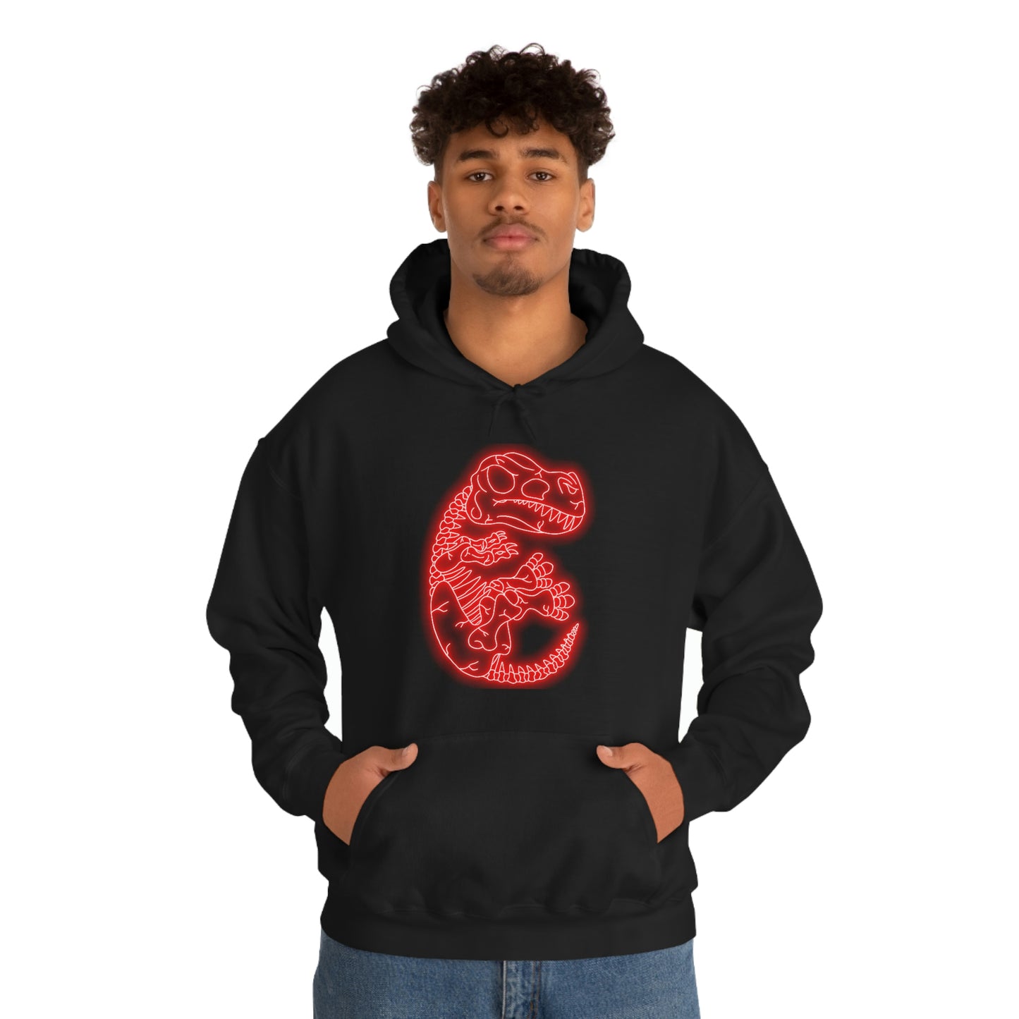 NEON T-Rex Skeleton Hoodie - Red