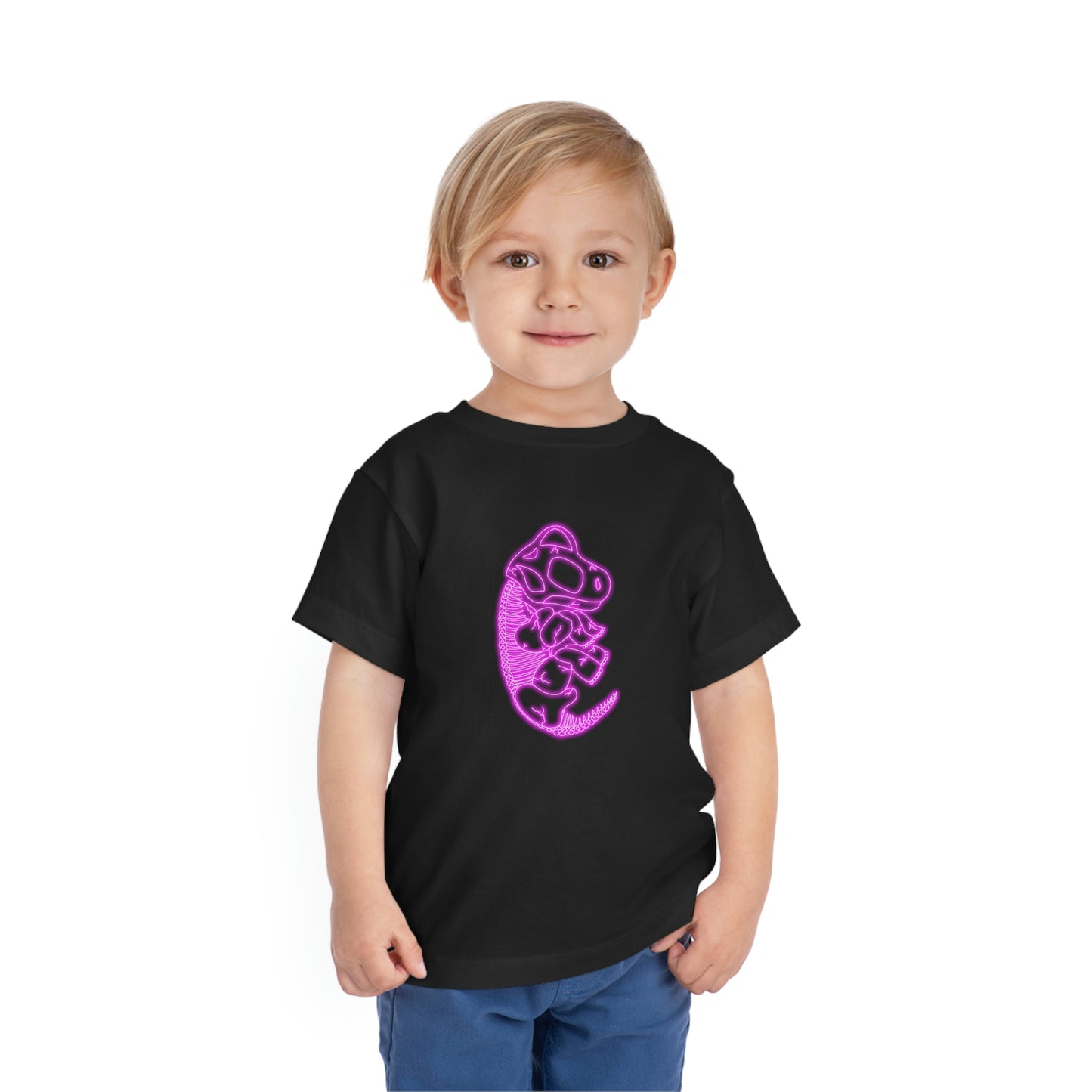 Toddler NEON Brachiosaurus Skeleton Tee - Pink