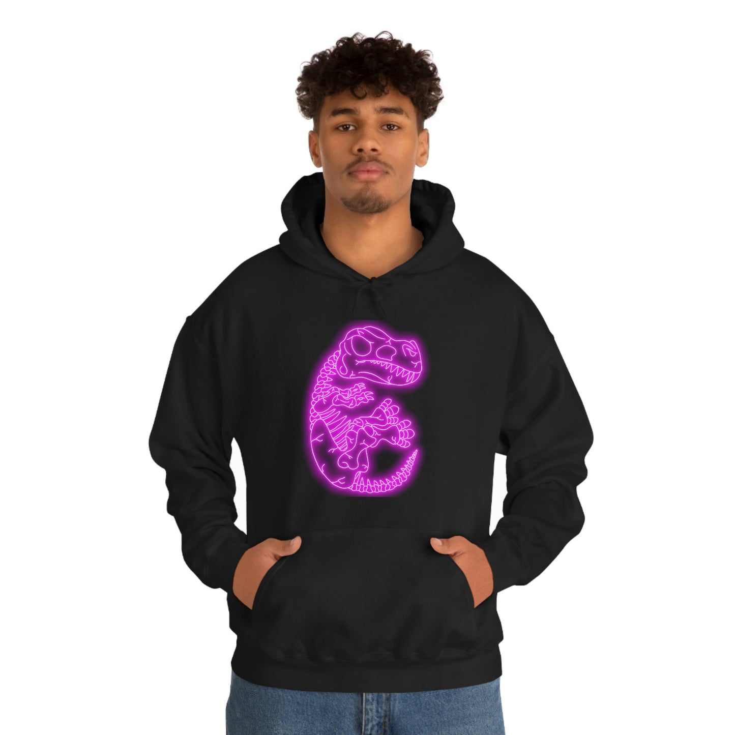 NEON T-Rex Skeleton Hoodie - Pink