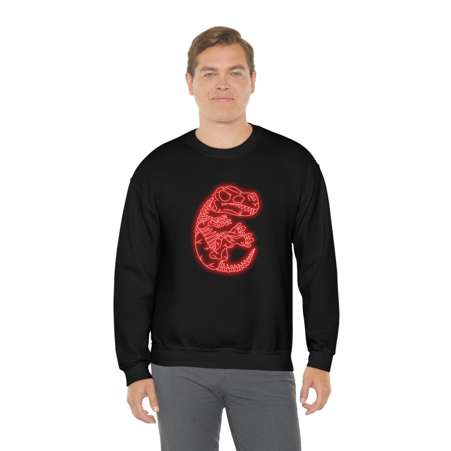 NEON T-Rex Skeleton Sweatshirt - Red