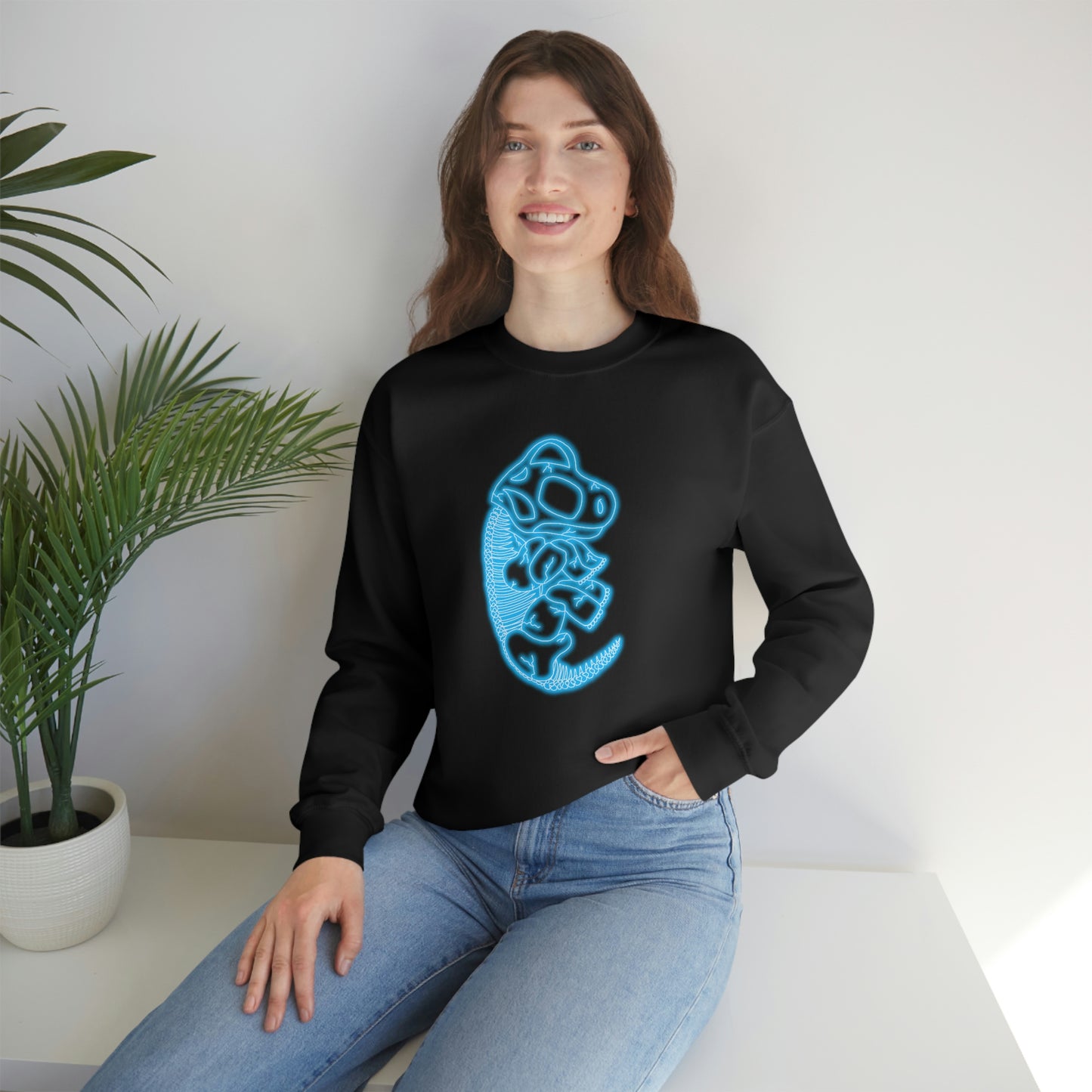 NEON Brachiosaurus Skeleton Sweatshirt - Blue