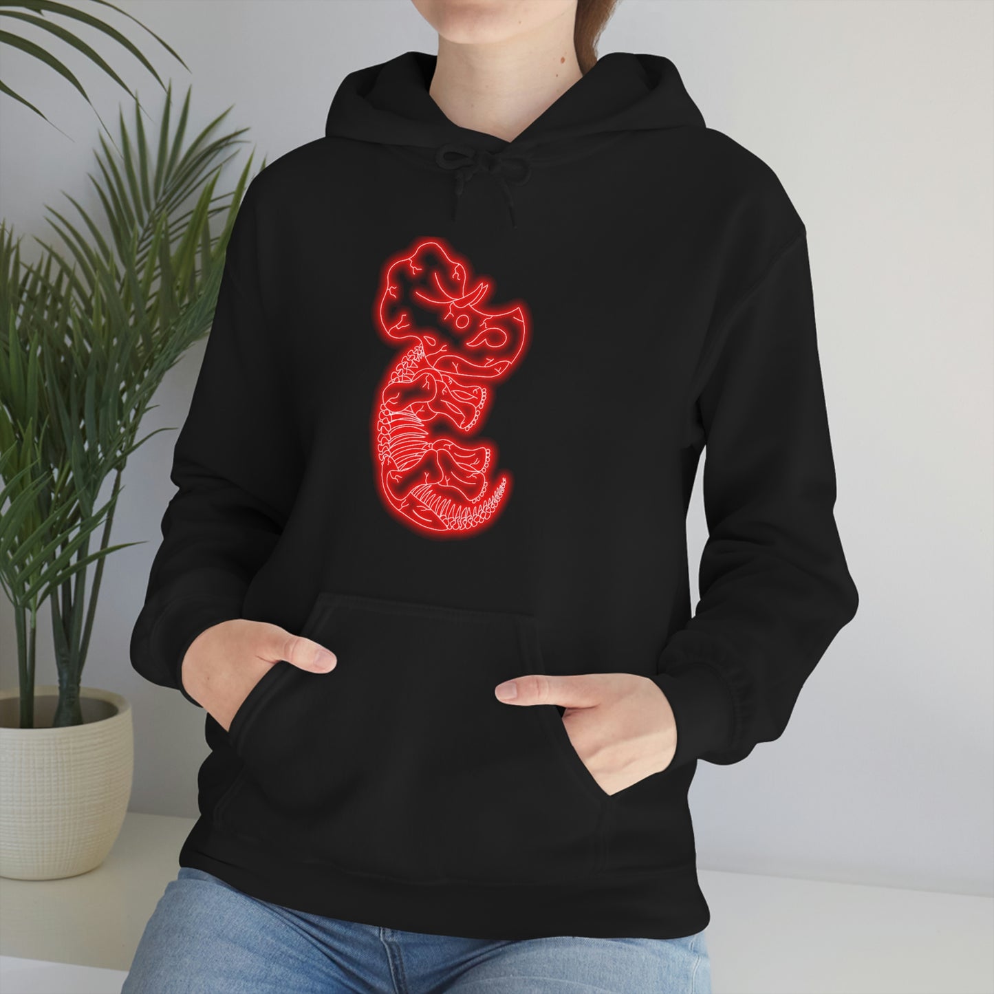 NEON Triceratops Skeleton Hoodie - Red