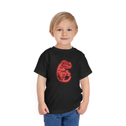 Toddler NEON T-Rex Skeleton Tee - Red