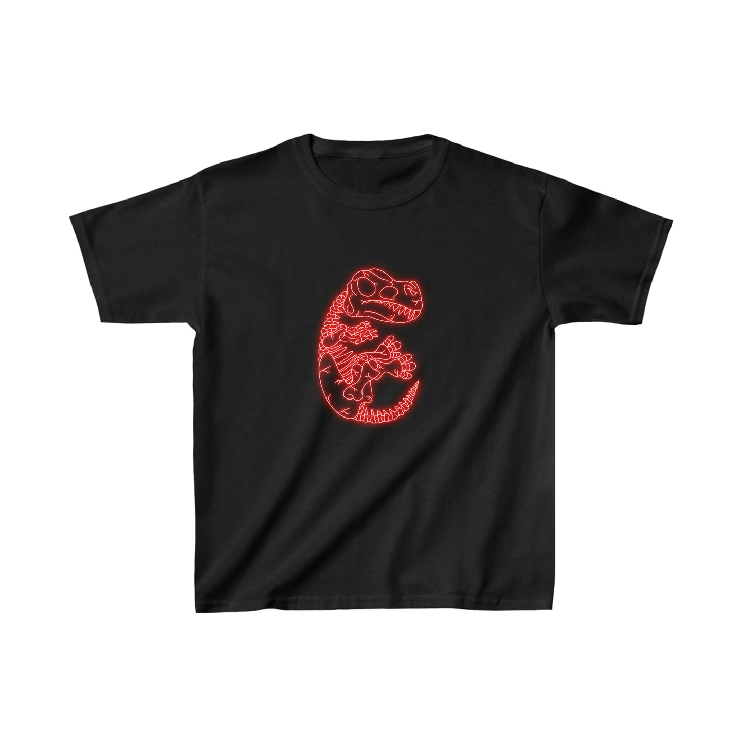 Kids NEON T-Rex Skeleton Tee - Red