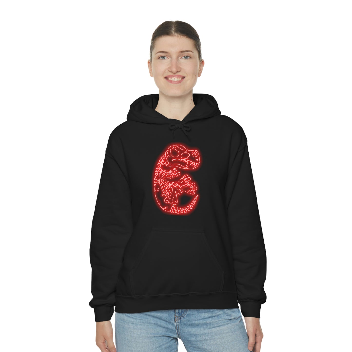 NEON T-Rex Skeleton Hoodie - Red