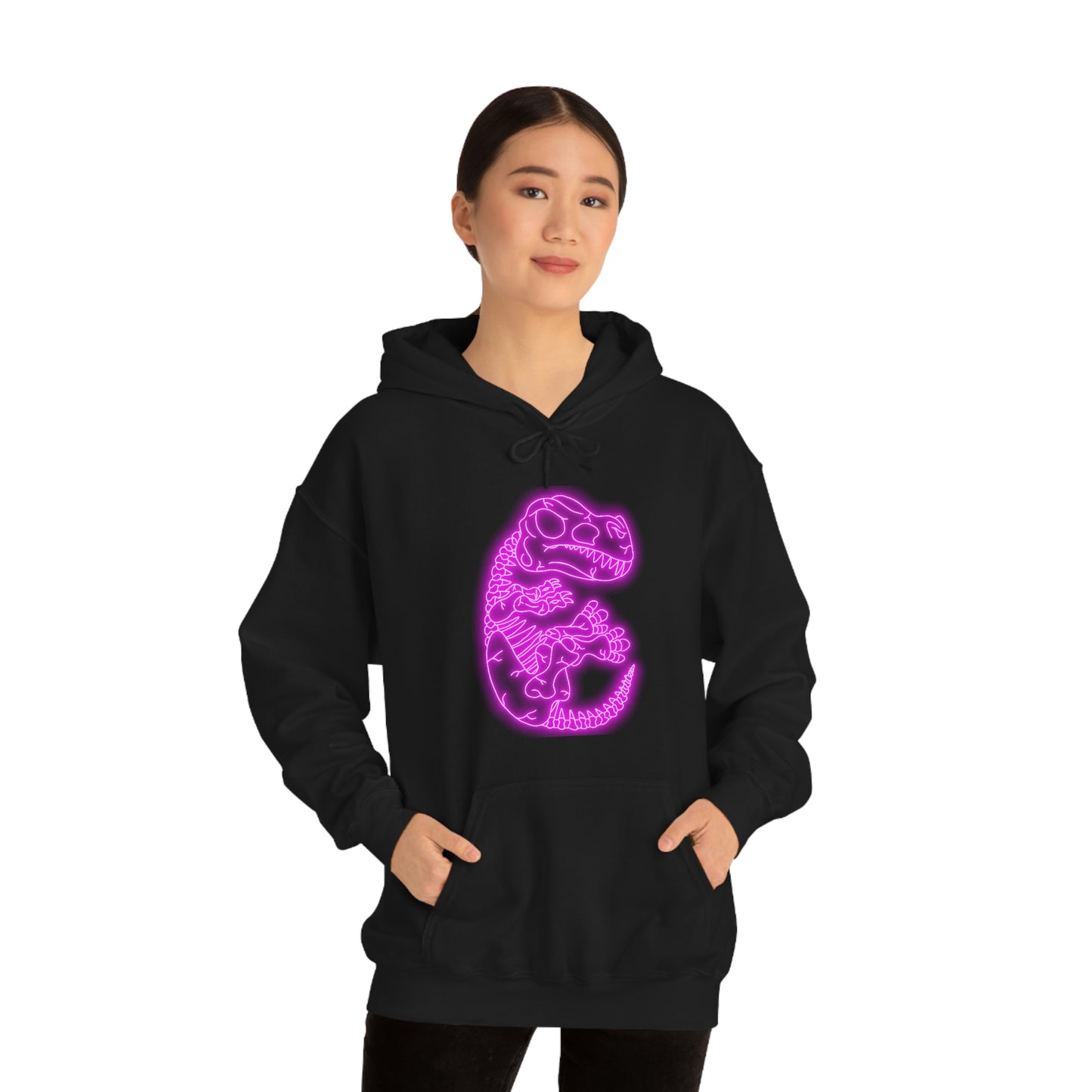 NEON T-Rex Skeleton Hoodie - Pink