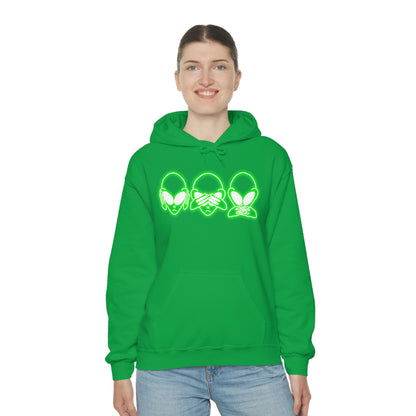 NEON Alien Hear No Evil, See No Evil, Speak No Evil Hoodie