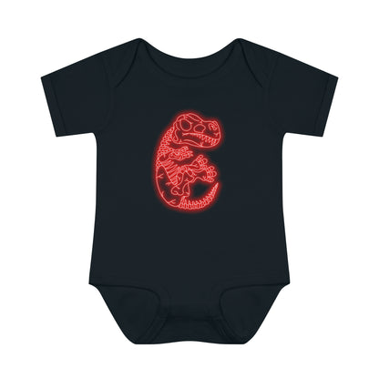 Infant NEON T-Rex Skeleton Body Suit - Red