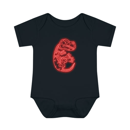 Infant NEON T-Rex Skeleton Body Suit - Red