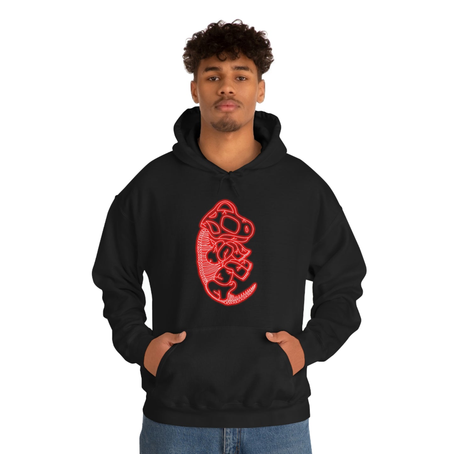 NEON Brachiosaurus Skeleton Hoodie - Red