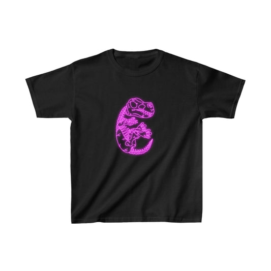 Kids NEON T-Rex Skeleton Tee - Pink