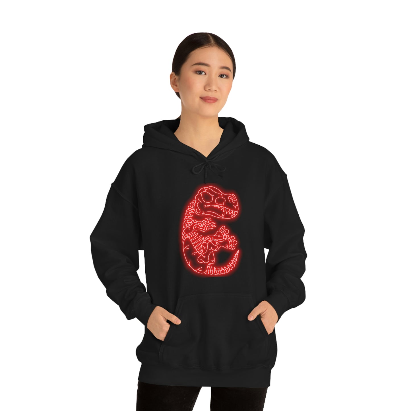 NEON T-Rex Skeleton Hoodie - Red