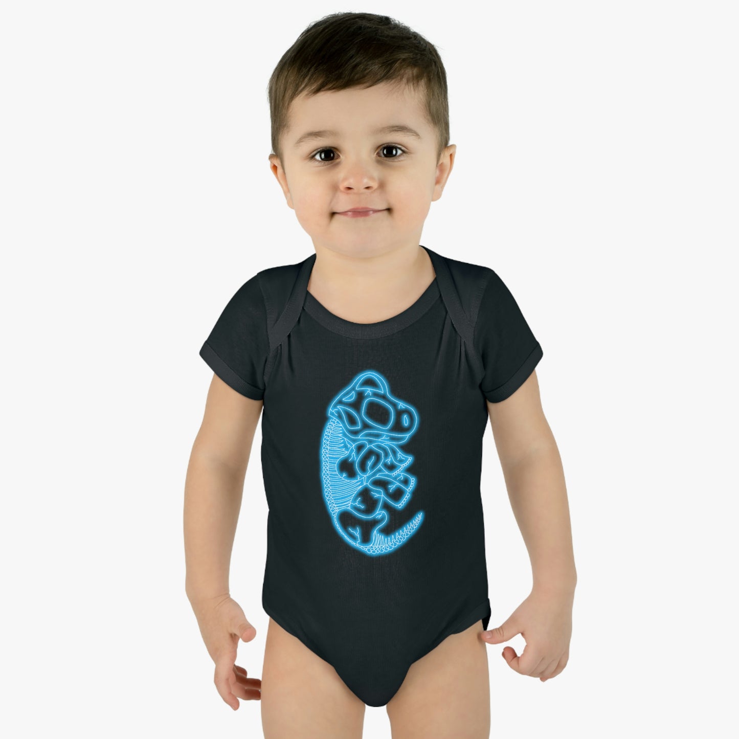 Infant NEON Brachiosaurus Skeleton Body Suit - Blue