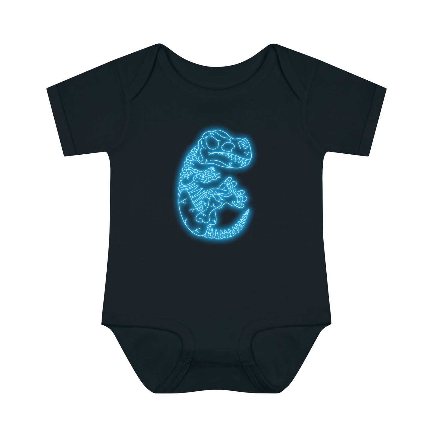 Infant NEON T-Rex Skeleton Body Suit - Blue