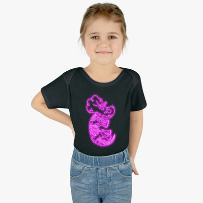 Infant NEON Triceratops Skeleton Body Suit - Pink