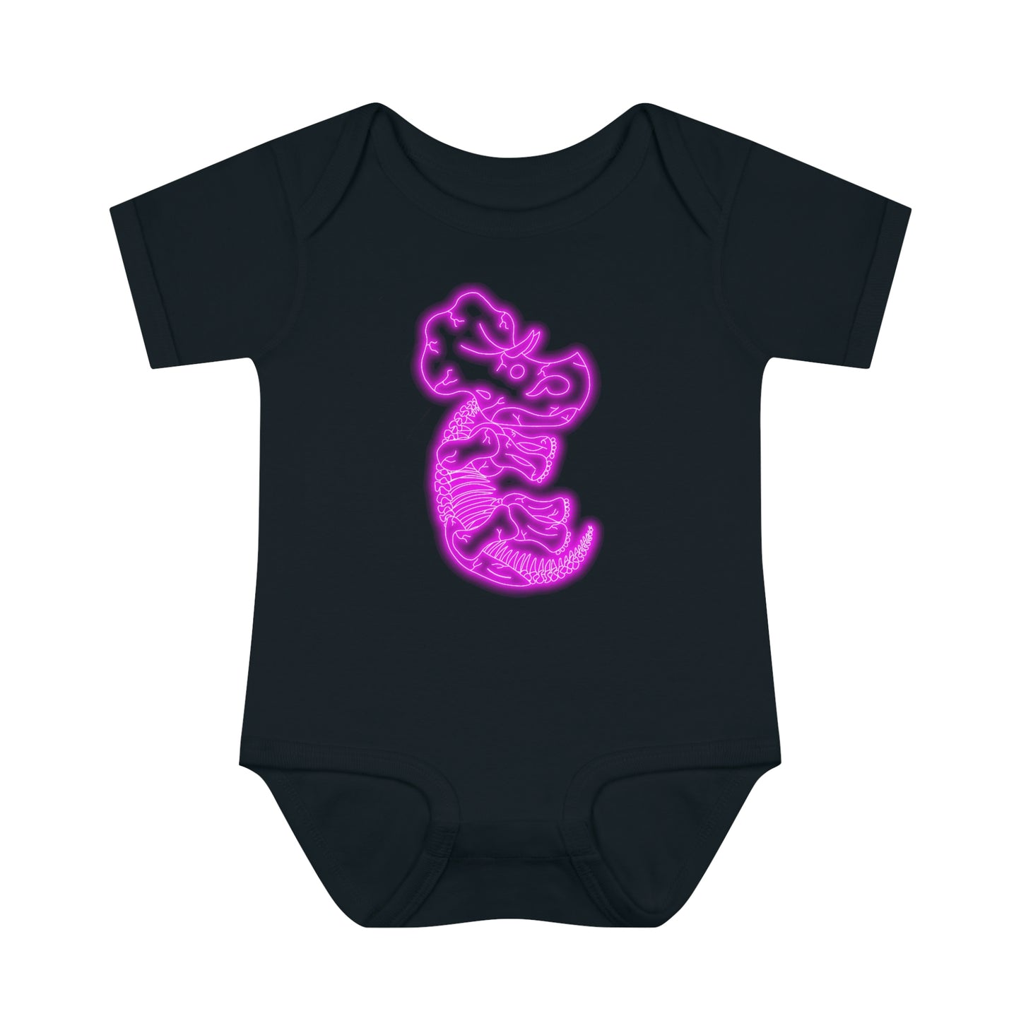 Infant NEON Triceratops Skeleton Body Suit - Pink