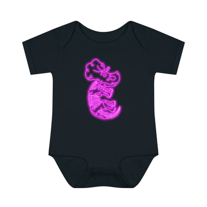 Infant NEON Triceratops Skeleton Body Suit - Pink