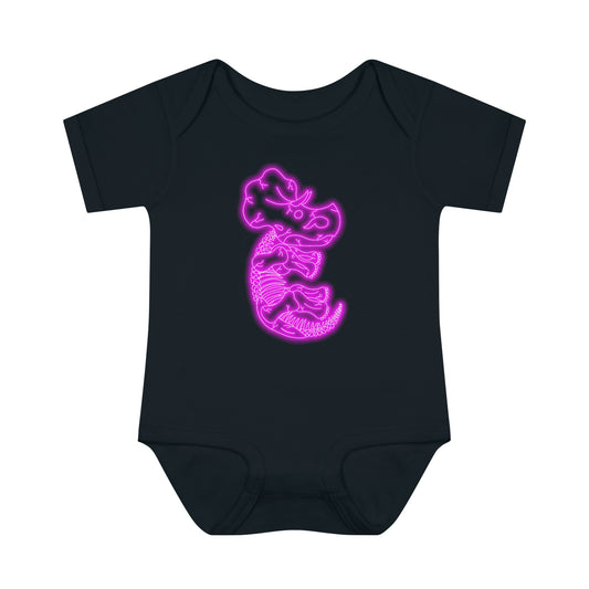 Infant NEON Triceratops Skeleton Body Suit - Pink