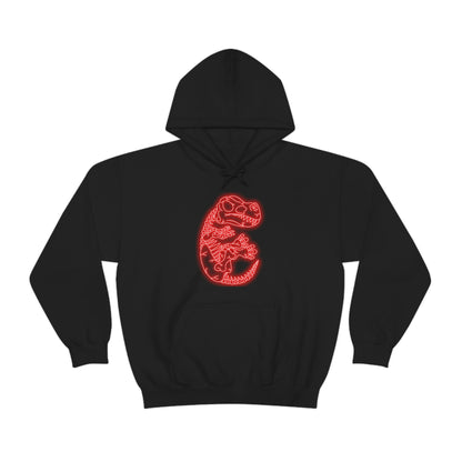 NEON T-Rex Skeleton Hoodie - Red