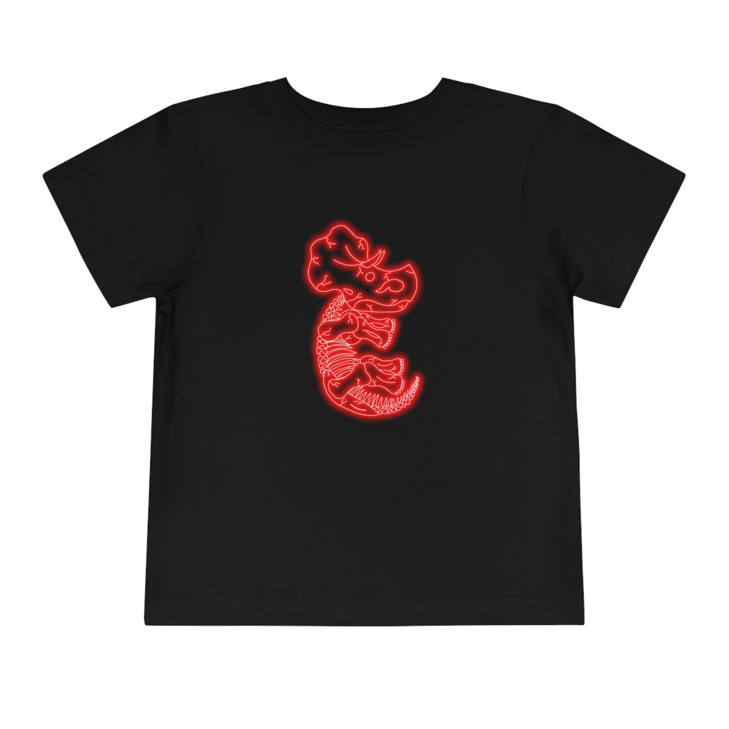 Toddler NEON Triceratops Skeleton Tee - Red