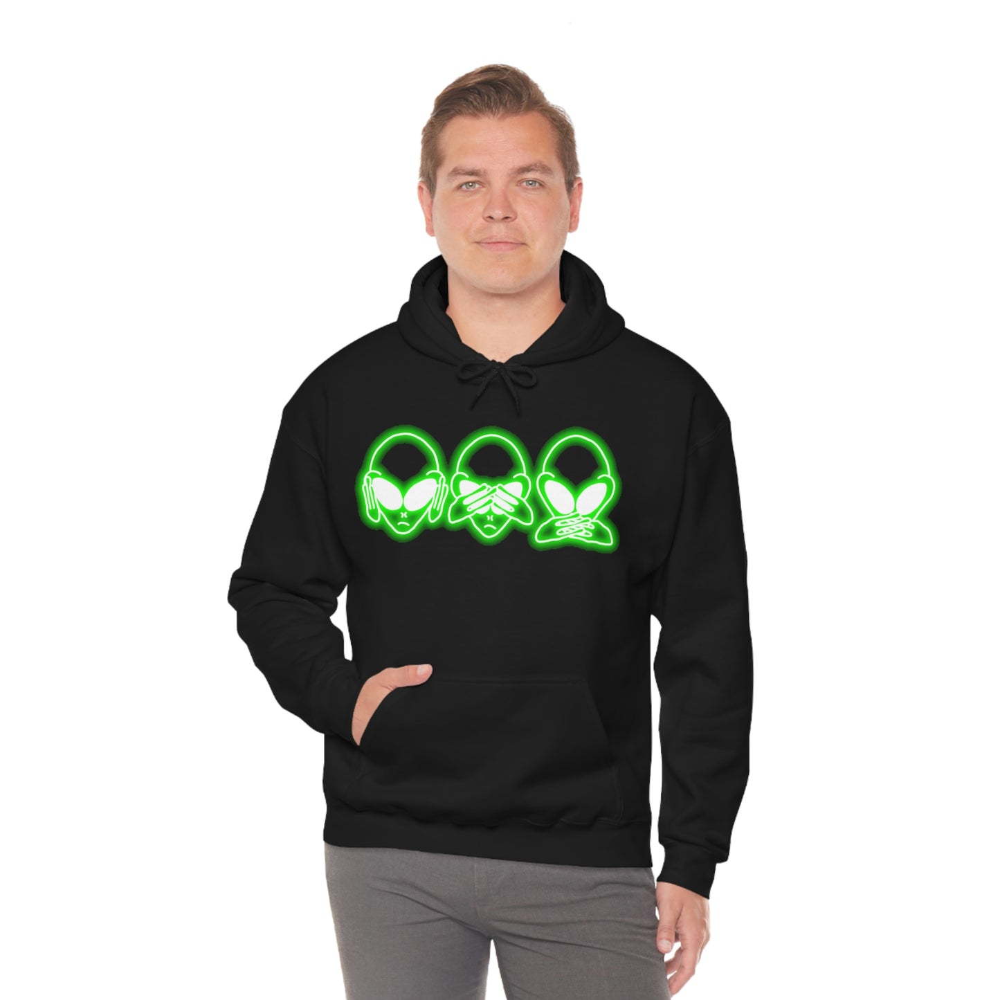 NEON Alien Hear No Evil, See No Evil, Speak No Evil Hoodie