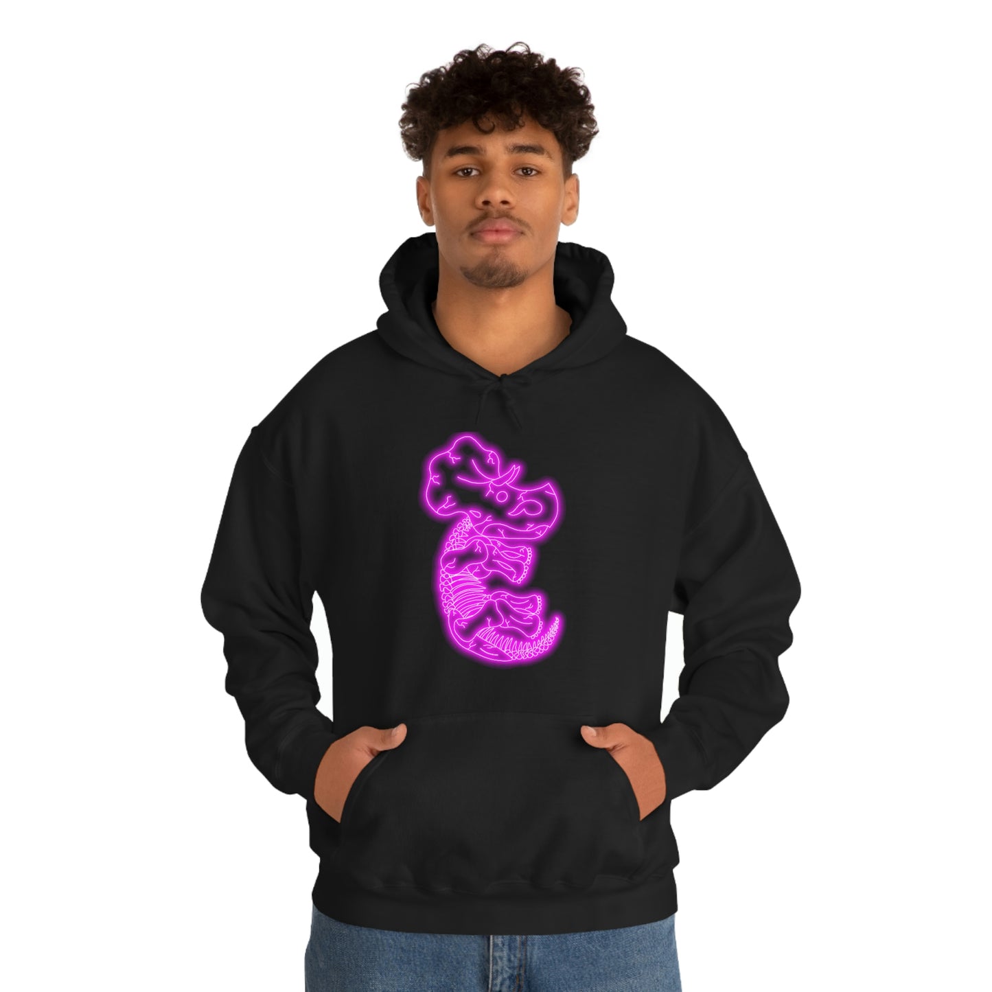 NEON Triceratops Skeleton Hoodie - Pink