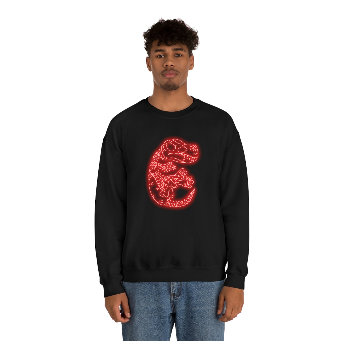 NEON T-Rex Skeleton Sweatshirt - Red