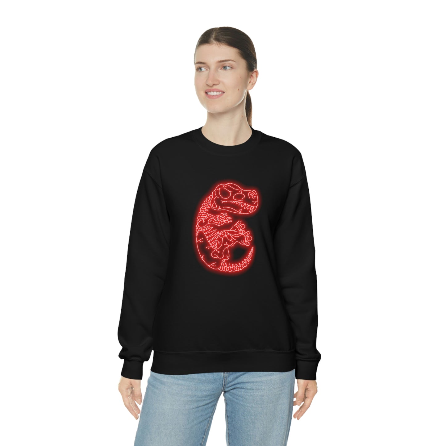 NEON T-Rex Skeleton Sweatshirt - Red