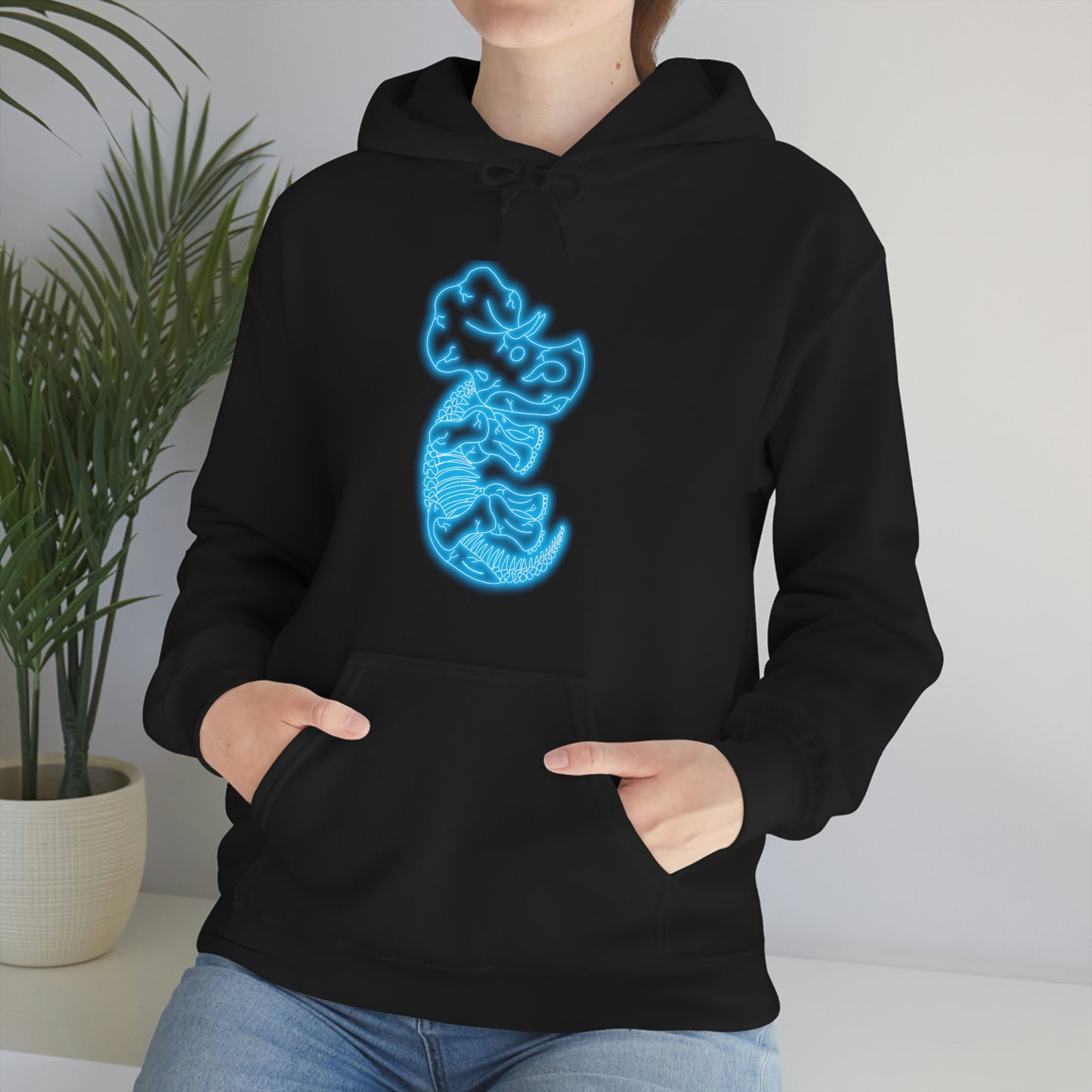 NEON Triceratops Skeleton Hoodie - Blue