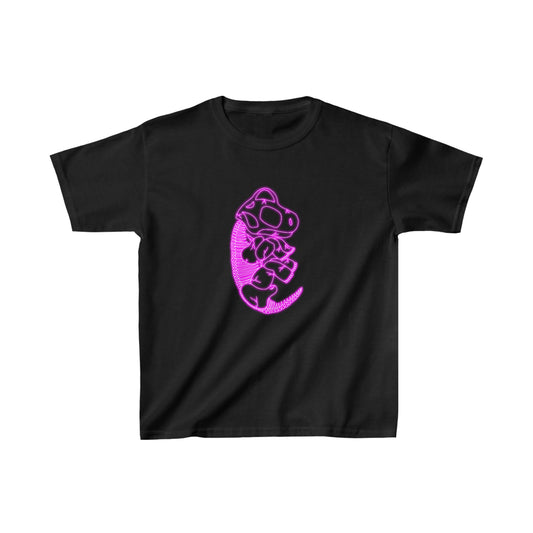 Kids NEON Brachiosaurus Skeleton Tee - Pink