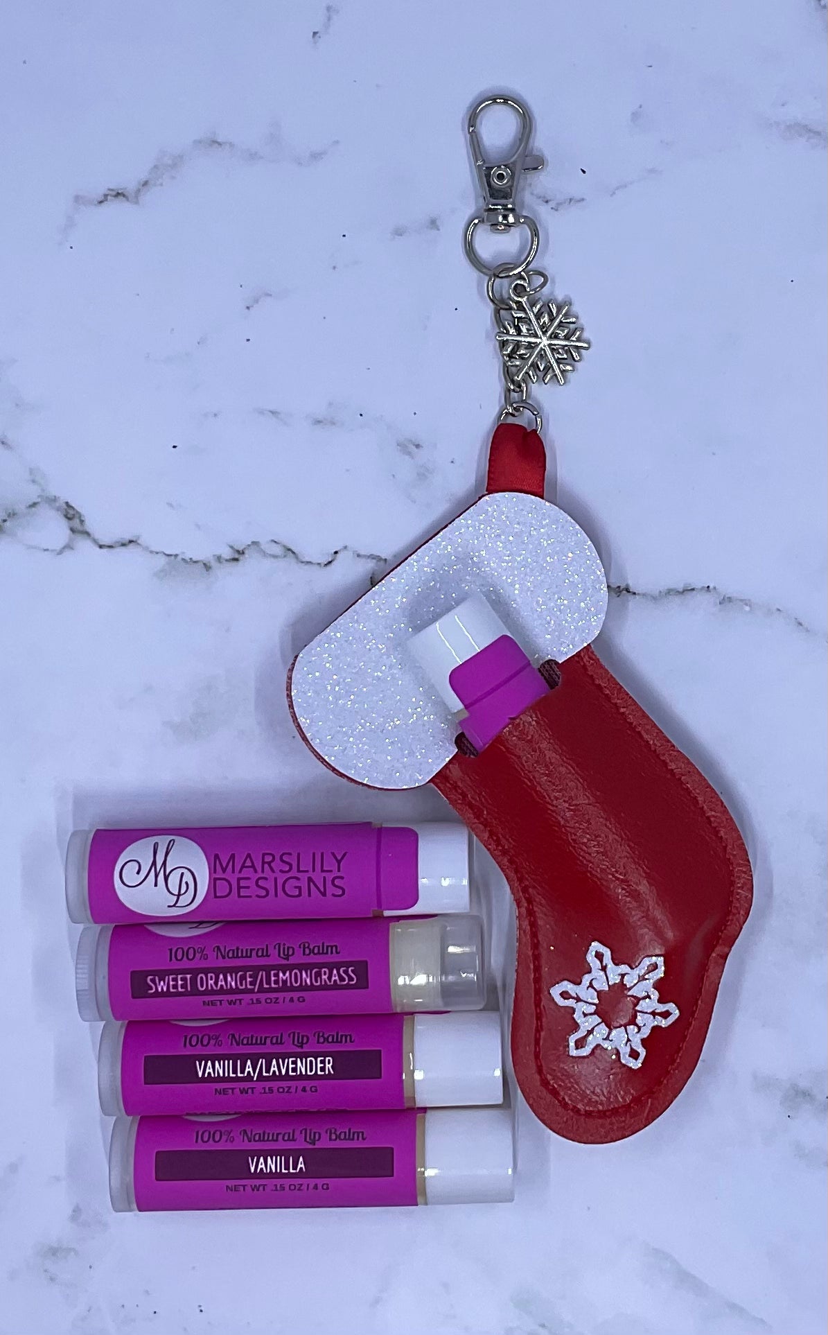 Holiday Stocking Chapstick Keychain