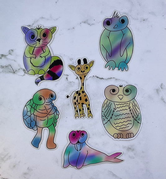 Swirly Face Animal Stickers