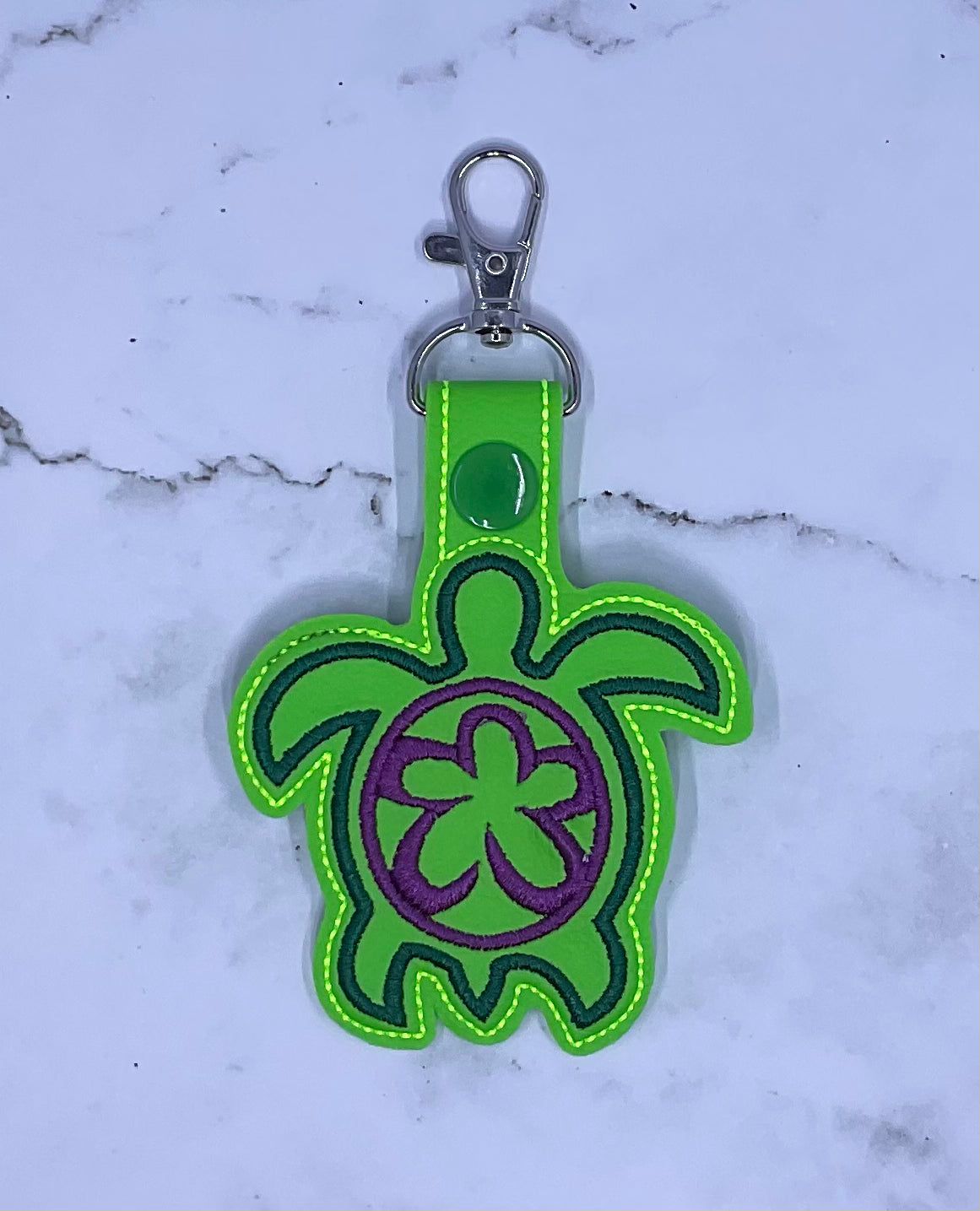 Turtle Embroidery Keychain