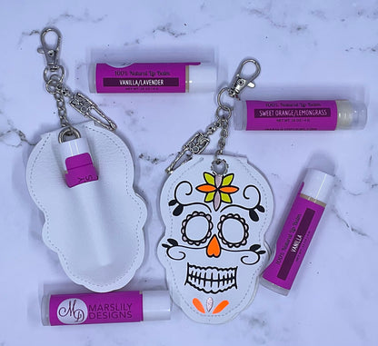 Sugar Skull Chapstick Keychain
