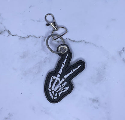 Peace Skeleton Hands Keychain