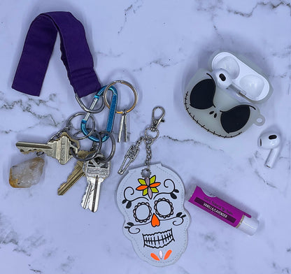 Sugar Skull Chapstick Keychain