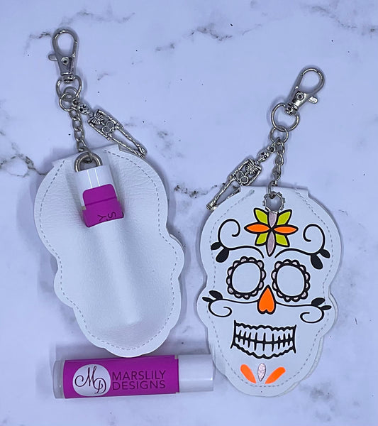 Sugar Skull Chapstick Keychain