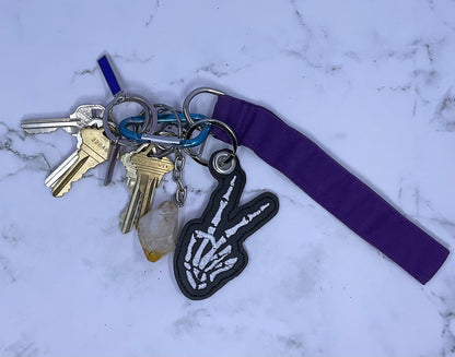 Peace Skeleton Hands Keychain