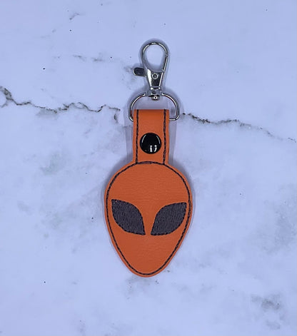 Alien Head Embroidery Keychain