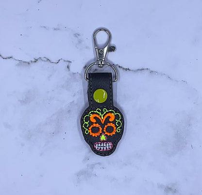 Sugar Skull Embroidery Keychain