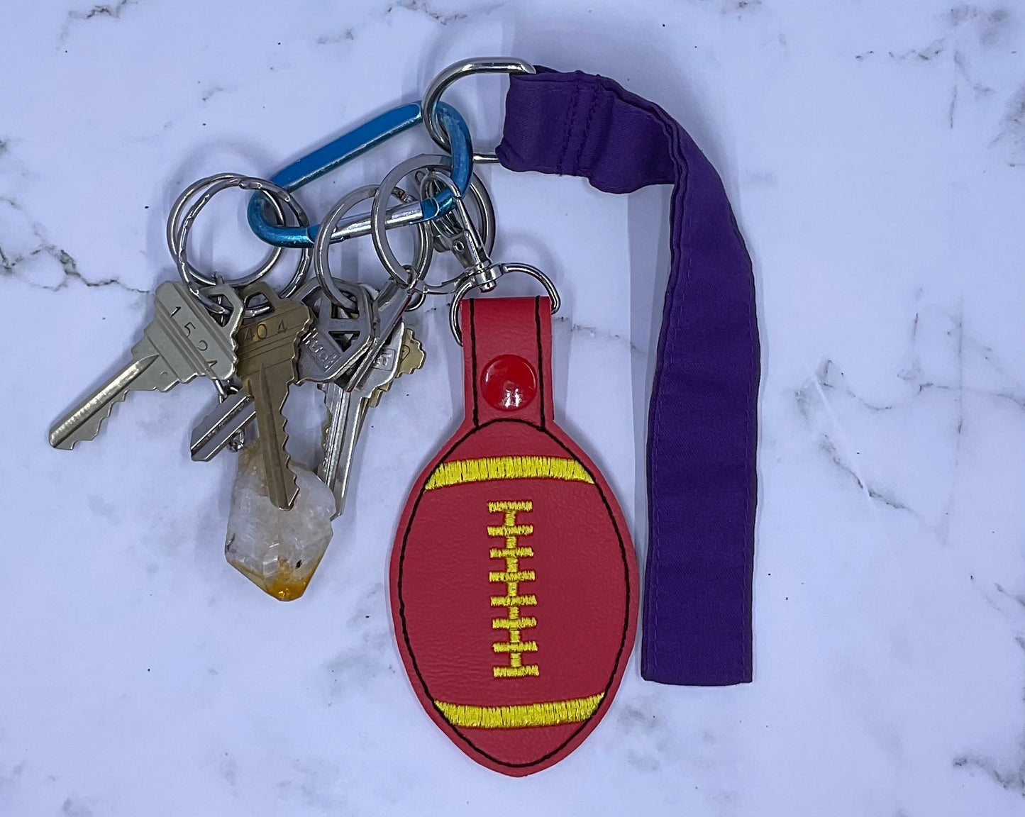 Football Embroidery Keychain